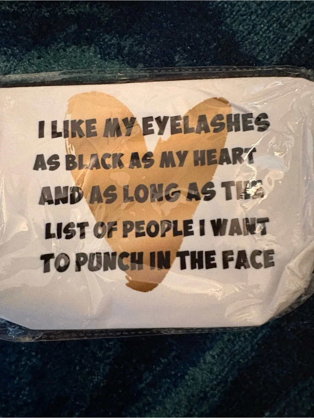 Funny Makeup Bags with Gold Accent Prints - Assorted. Phrases on both sides.